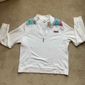 White Vineyard Vines Shep Shirt with plaid detail